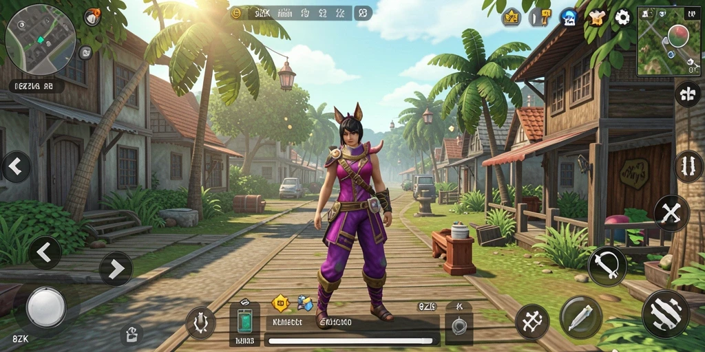 Tampilan gameplay menarik di dalam 8ZK dengan aktivitas simulasi yang beragam.