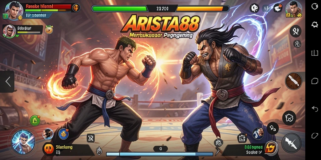 Gameplay ARISTA88 menampilkan pertarungan karakter yang mendebarkan.