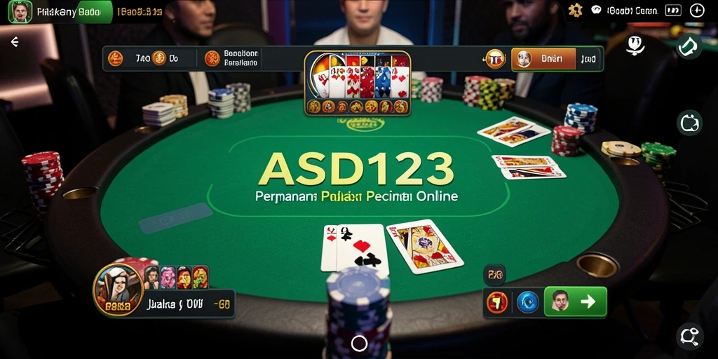 Tampilan gameplay utama ASD123 yang menampilkan suasana poker yang mendebarkan.