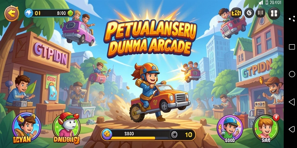 Tampilan dinamis GTPIDN dalam gameplay Arcade yang seru.