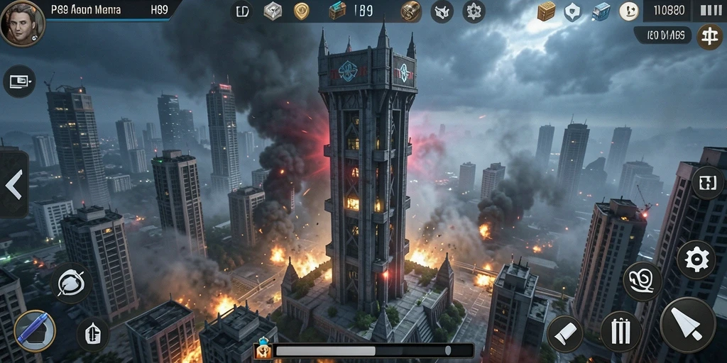 Tampilan gameplay seru dalam H89 dengan menara pertahanan dan musuh yang beragam.