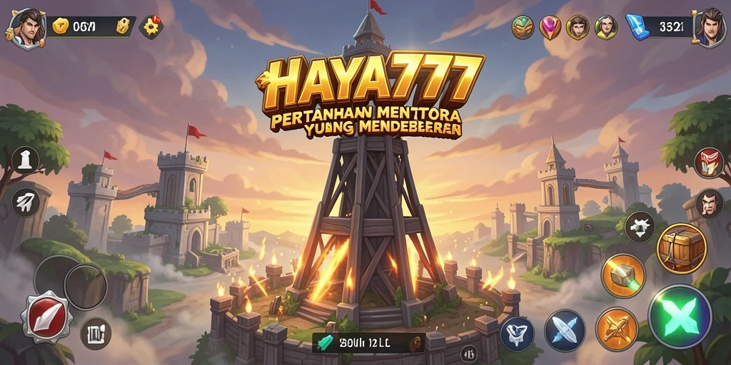 Tampilan gameplay HAYA777 dengan strategi Tower Defense yang seru.
