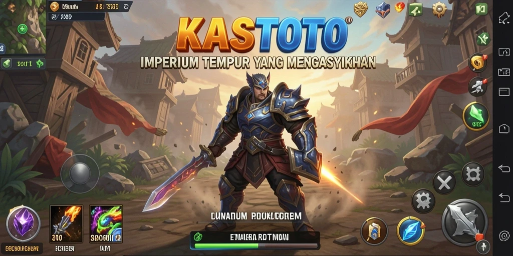 Tampilan gameplay KASTOTO dengan grafis menawan dan strategi tempur yang intens.