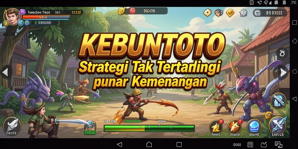 Tangkapan layar KEBUNTOTO menampilkan beberapa unit dalam pertempuran strategi.