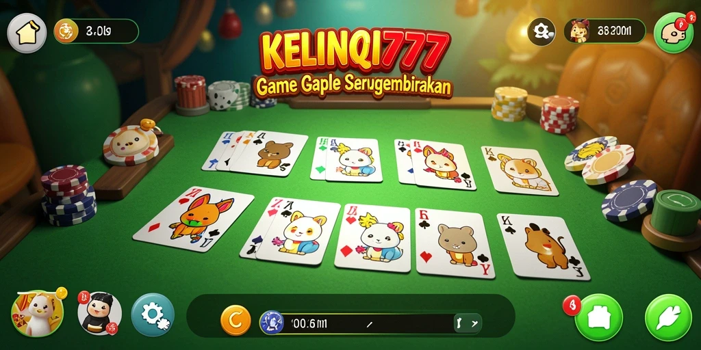 Gameplay KELINCI777 menampilkan keseruan permainan Gaple bersama teman.