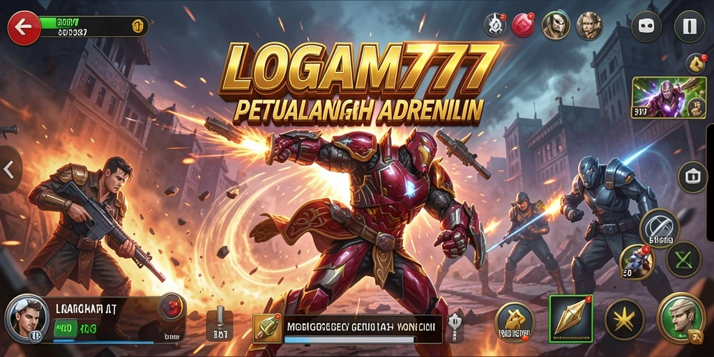 Screenshot LOGAM777 menampilkan momen seru dalam pertempuran aksi.
