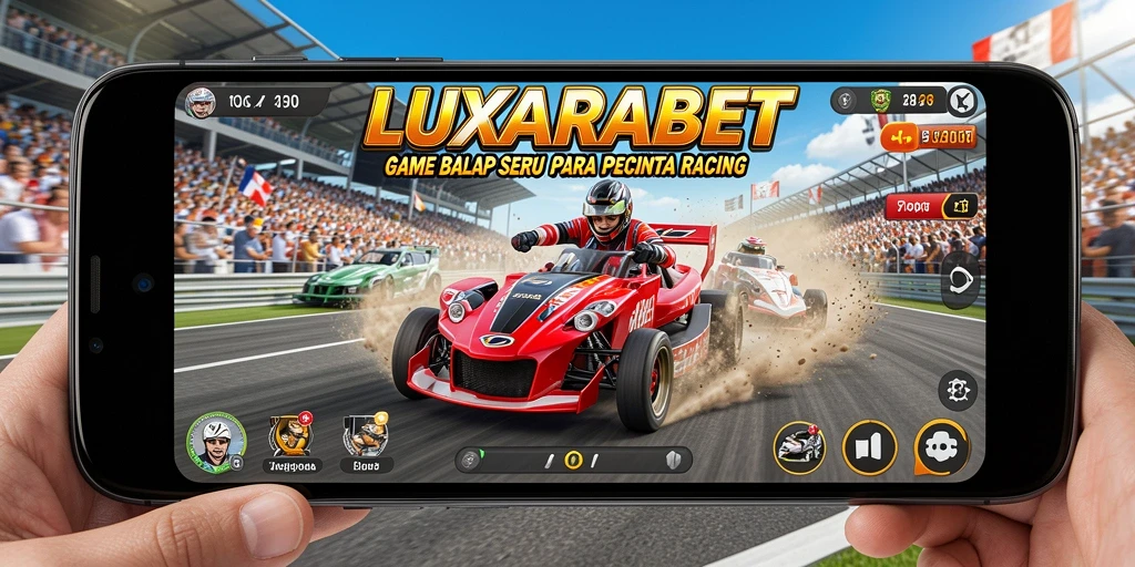 Tangkapan layar gameplay LUXARABET yang menunjukkan aksi balap mendebarkan.