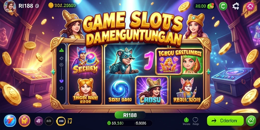 Screenshot RI188 menampilkan gameplay slot yang menegangkan dan beragam tema menarik.